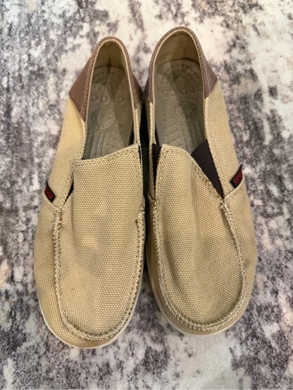 Crocs Boys Beige Canvas Slip-On Shoes